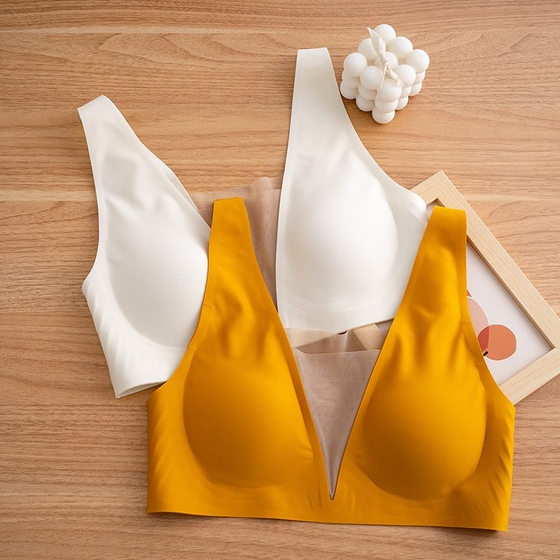 Sexy Lace Big Breasts Look Small Deep V French Underwear No Steel Rings