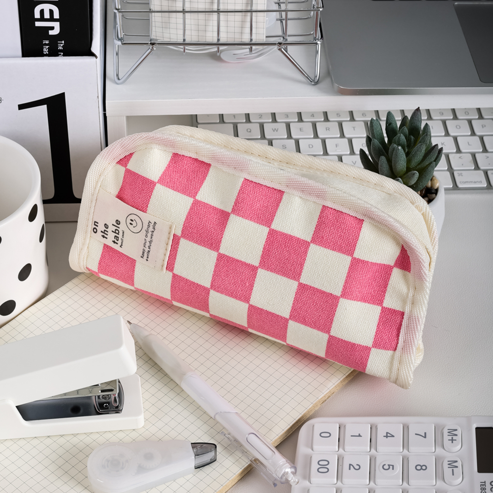 Creative Colorful Checkerboard Pencil Case Large Capacity Simple ...