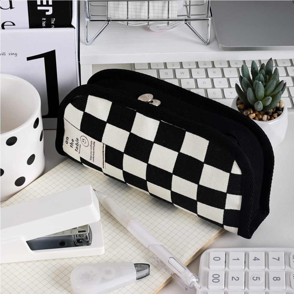 Creative Colorful Checkerboard Pencil Case Large Capacity Simple ...