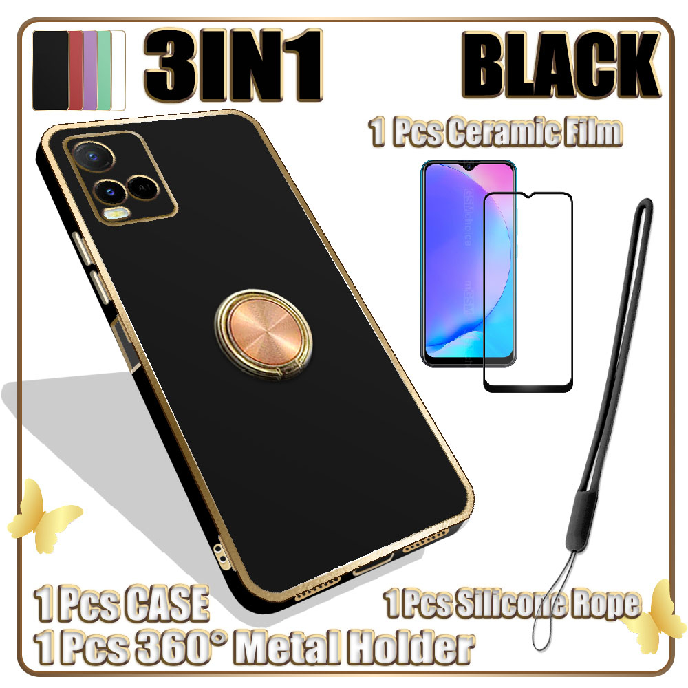 3 IN 1 For VIVO Y21 Y21e Y21a Y21s Y21t Y21G Electroplated Straight ...