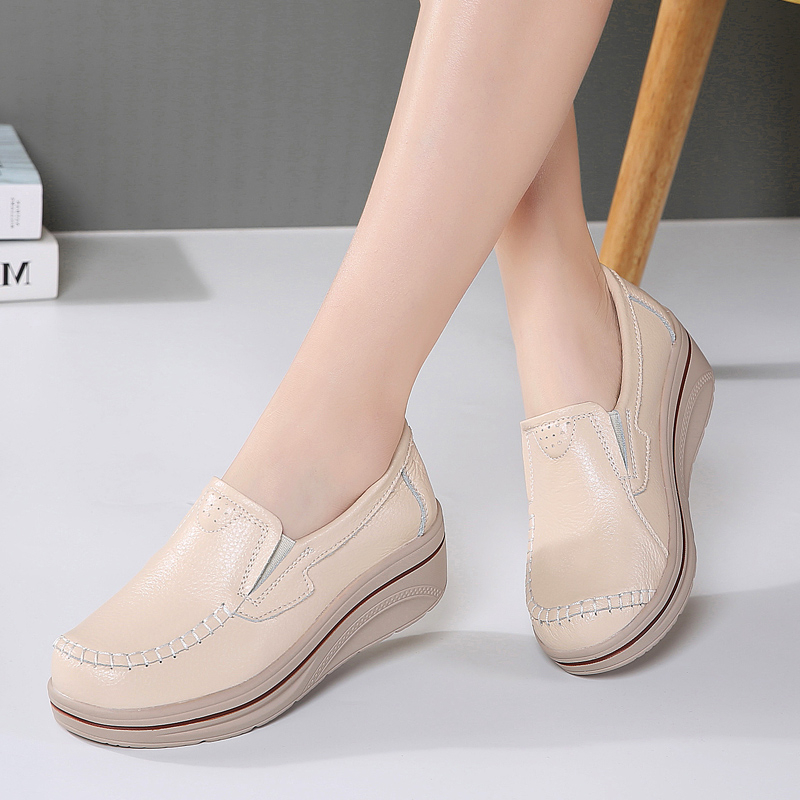 Spring Autumn New Style Genuine Leather Thick-Soled Platform Shoes ...