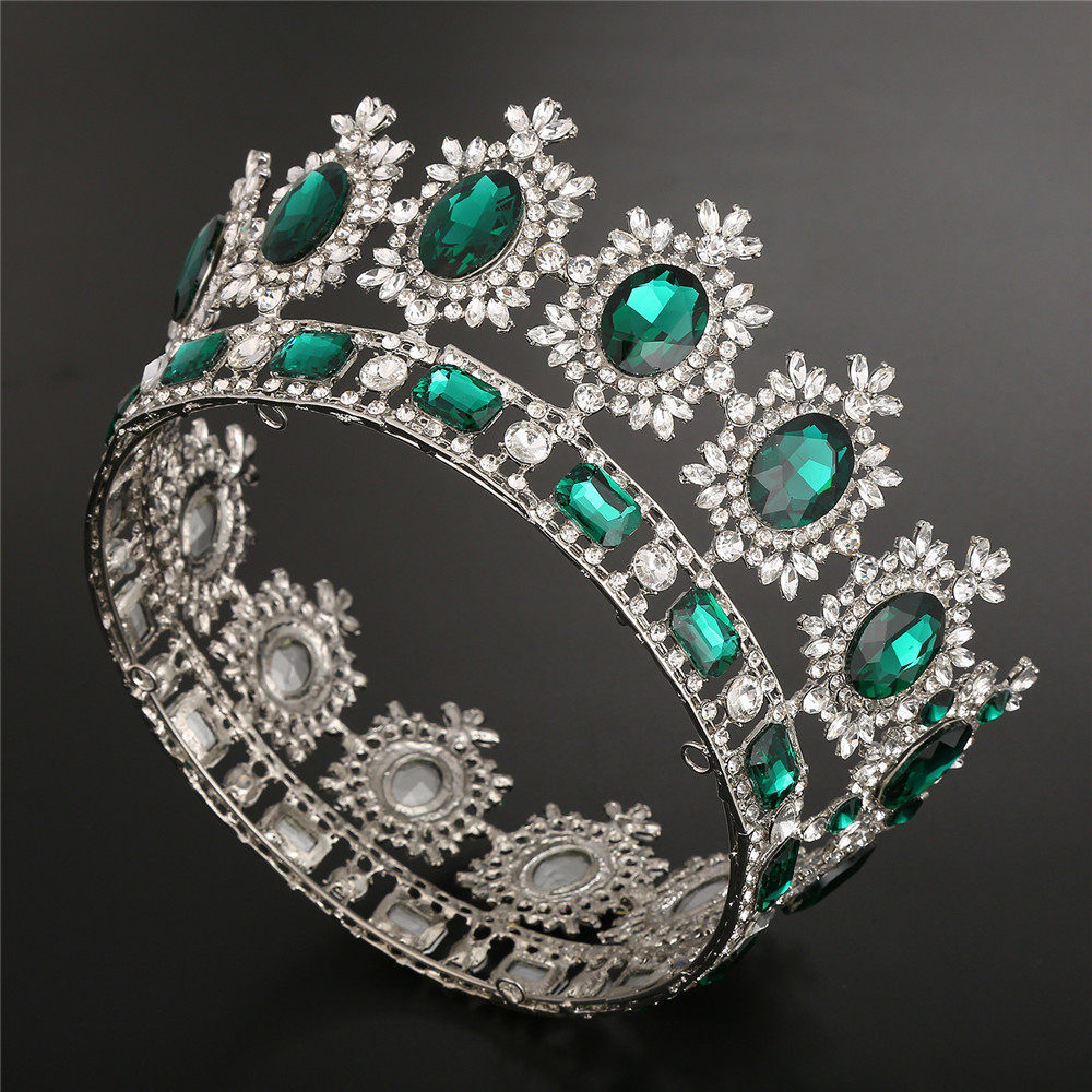 European Style Bride Crown Retro Round Baroque Full Crown Wedding ...
