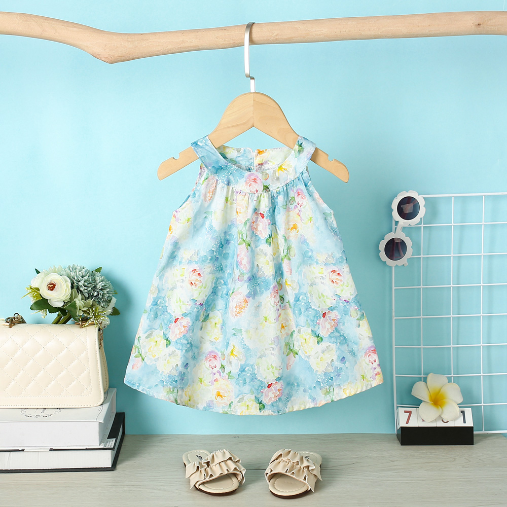 Summer New Colored Flower Baby Dress Sweet Baby Girl Dress Children's