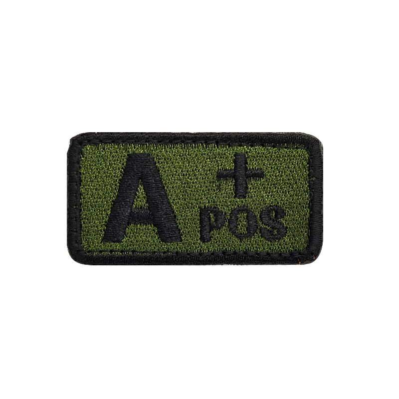 Green embroidered blood strip patch a ab o b pos neg helmet cloth