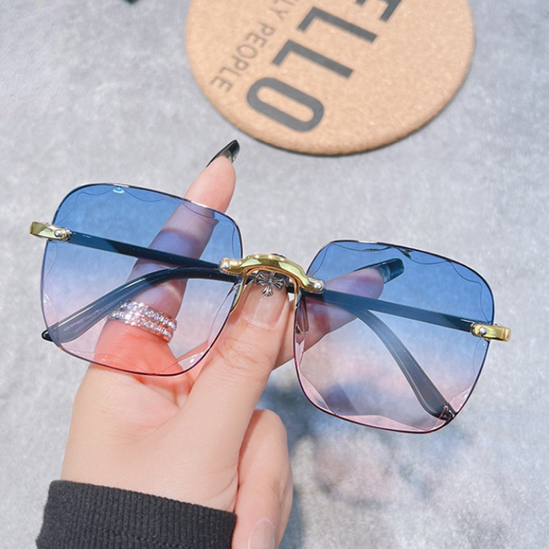 New Square Sunglasses For Women Fashion Rimless Beach Gradient Frameless Sunglass Original Lady Retro Branded Shades for women men UV Eyeglasses Shopee Philippines
