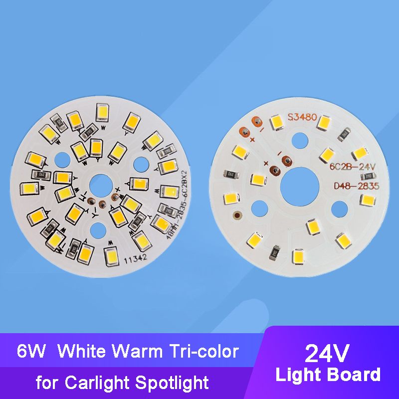 2pcs 24V 3W 6W LED White Warm Tri-color Lamp Light Board Bulb Round ...