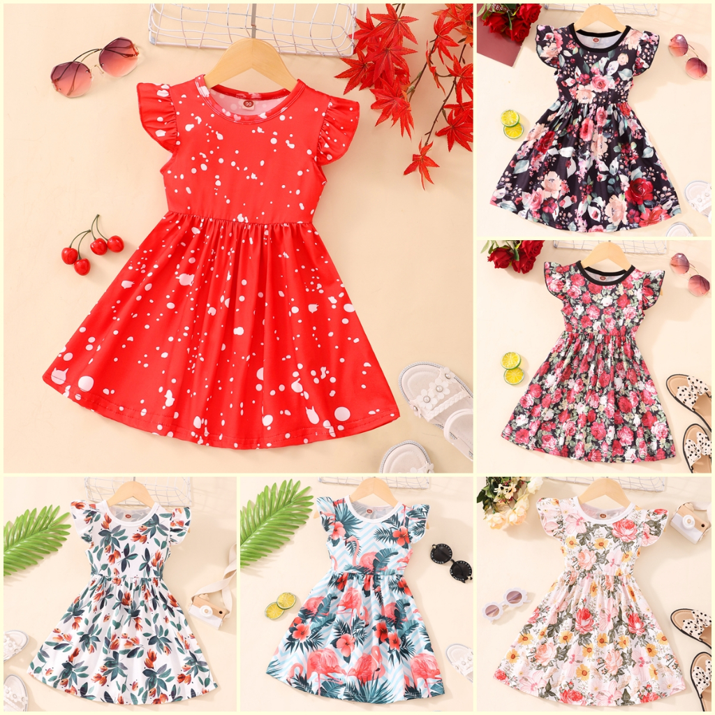 16 Years Old Kids Girl Dress Floral Short Sleeve Birthday Party Baby