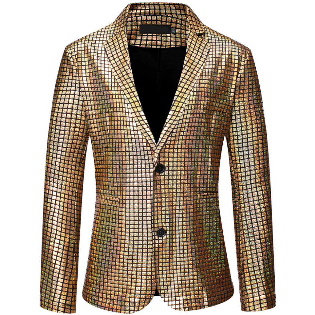 Mens Stage Prom Suits Shiny Rainbow Plaid Sequin Jacket Pants Men Dance