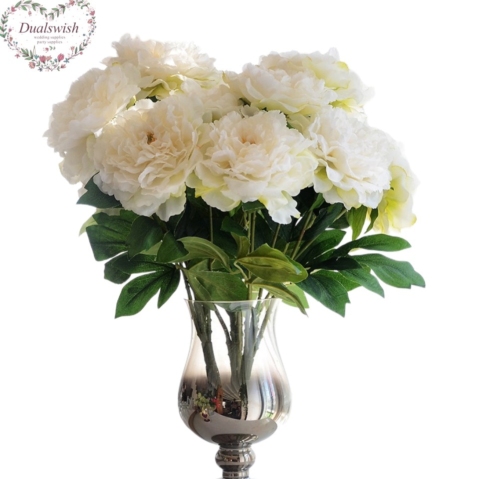 Dualswish Simulation Big Peonies Fake Flower Branch Home Wedding Decor