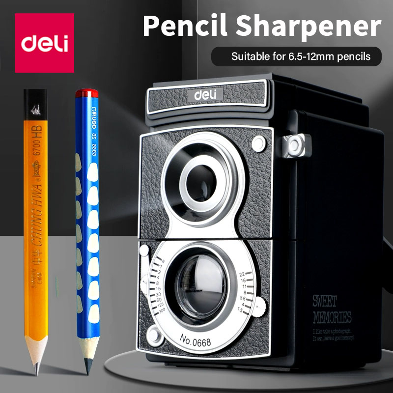 Deli Rotary Pencil Sharpener Camera Shape Sharpeners Office School ...