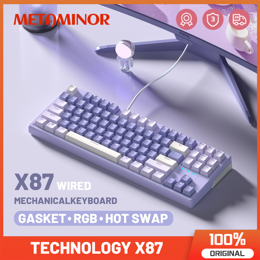 X87 Wired Mechanical Keyboard Hot Swappable with Backlight Gasket