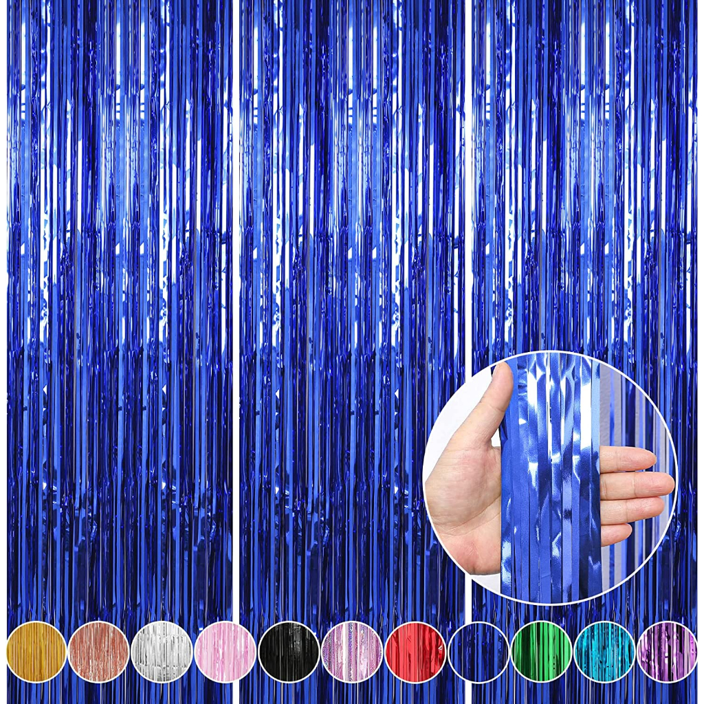 Dark Blue Foil Fringe Curtains Party Decorations Tinsel Curtain Backdrop for Parties Door