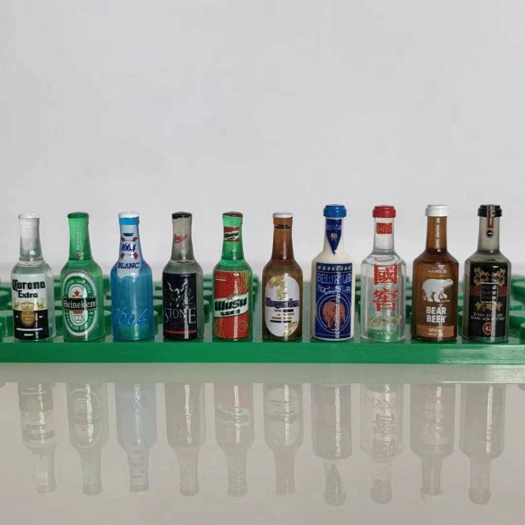 3PCS MOC Bricks Drink World Famous Mexico Beer Wine Mini Printed Bottle