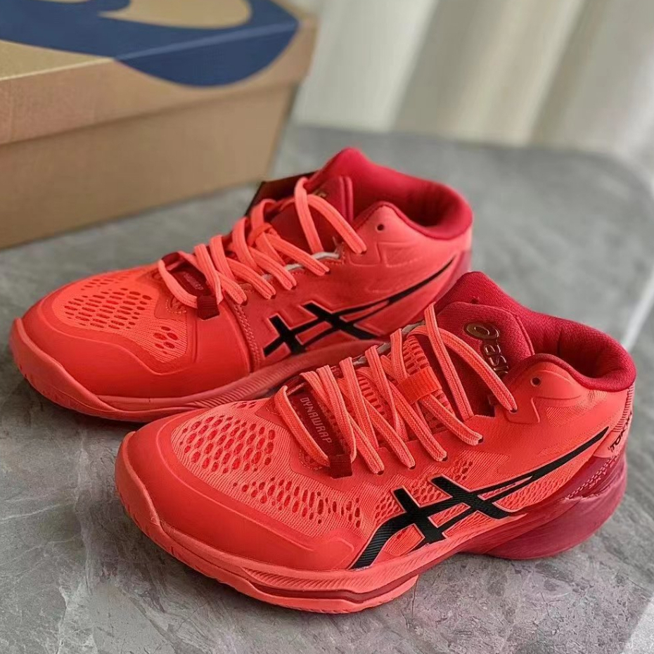ASICS Sky Elite FF MT 2 Durable Mid Cut Volleyball Training Shoe Red