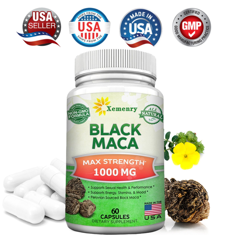 Black Maca Root Maximum Strength 1000 mg per Serving Gelatin Maca