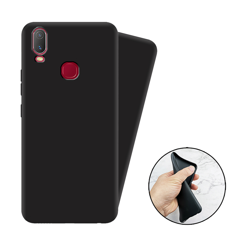 VIVO Y11 Case Matte Pure Black Silicone Soft Phone Casing Cover For ...