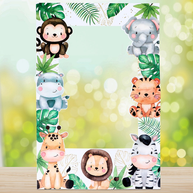 Jungle Safari Theme Photo Frame Happy Birthday Decoration Jungle ...