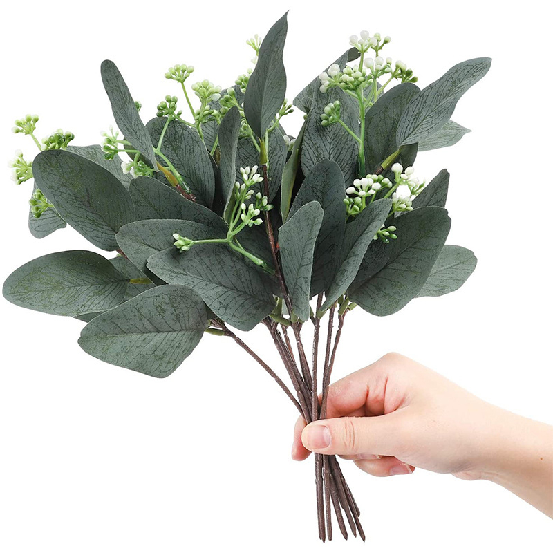 1pc Artificial Eucalyptus Leaves Bulk Artificial Greenery Leaves Stems
