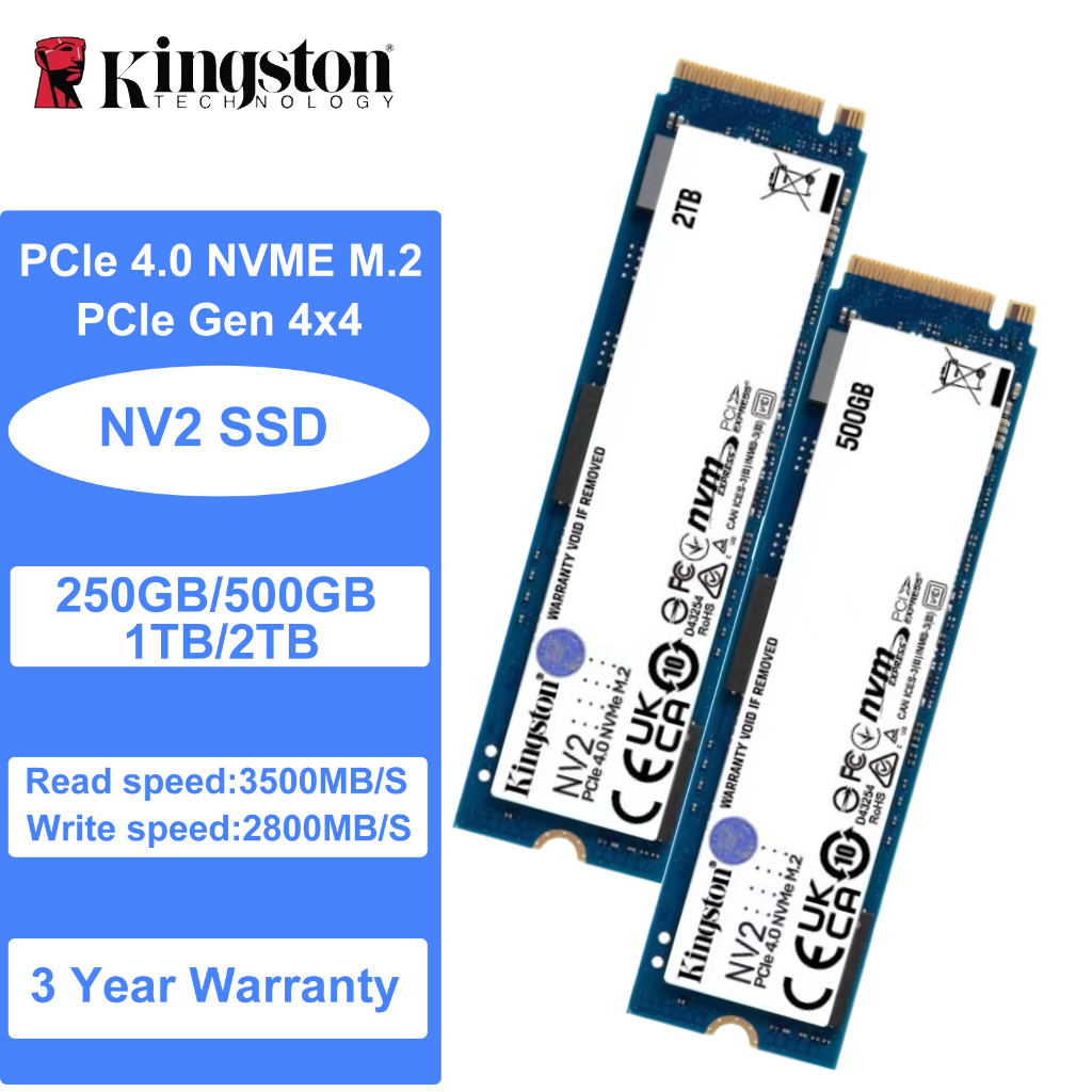 Kingston NV2 PCIe 4.0 Nvme M.2 250GB, 500GB, 1TB, 2TB SSD M2 Storage