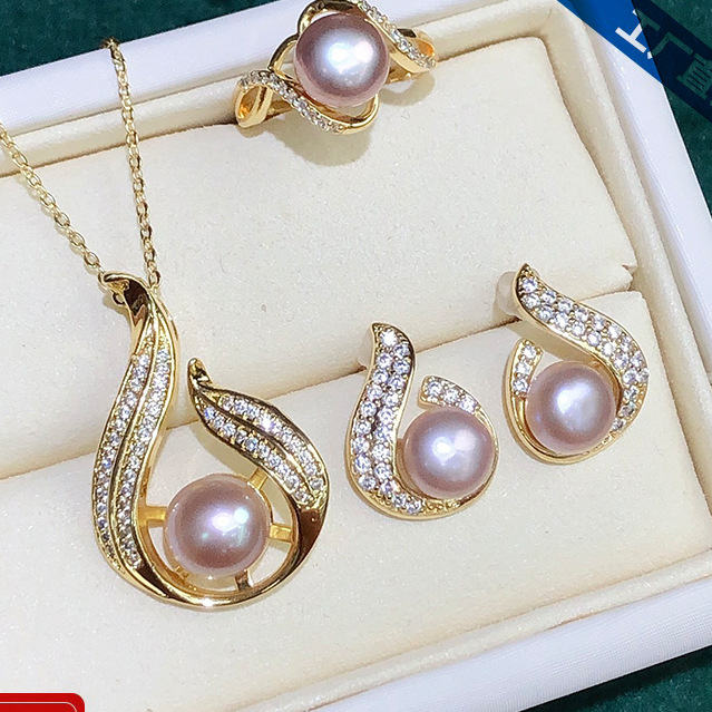 Natural freshwater pearl set fashion versatile jewelry | Shopee Philippines