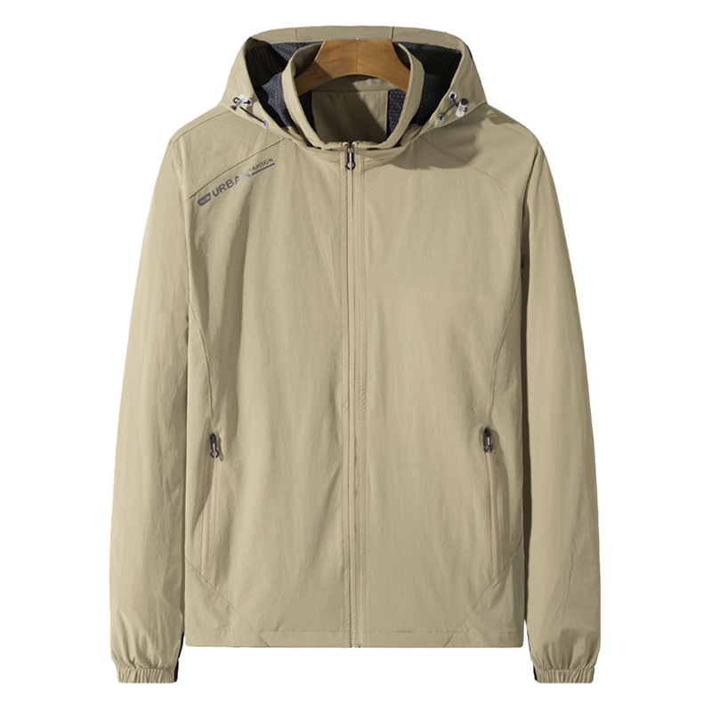 Mens khaki jacket with hood clearance