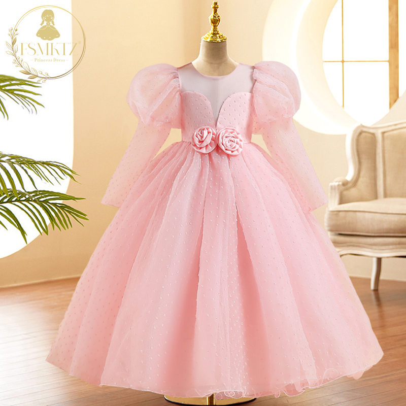FSMKTZ Girls Dress For Girl Kids Clothes Pageant Graduation Ball Gown  Children Wedding Piano Birthday Frock 14 Years lp-286