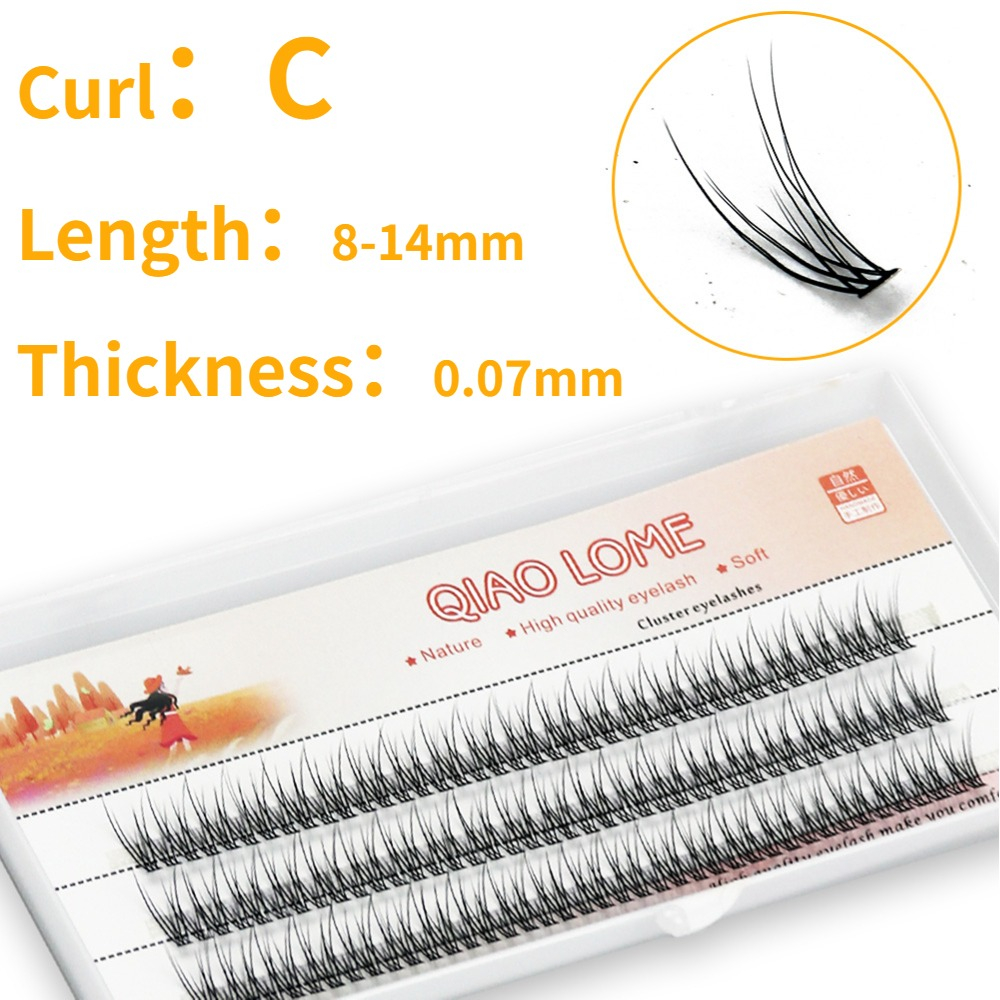 Cluster Fishtail Eyelashes 120 Clusters/Box 0.07 Thick C Curling Length ...