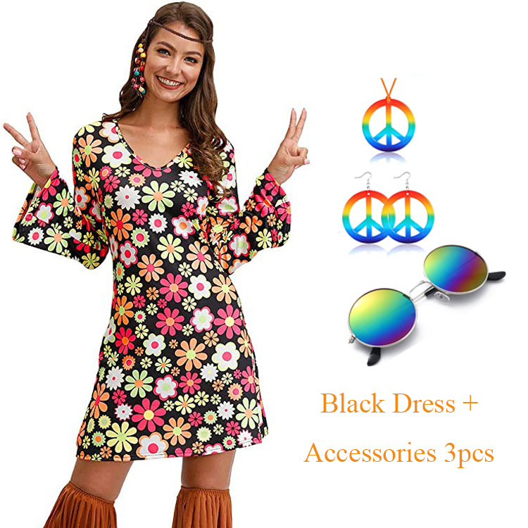 4 Pieces Hippie Costume Set, Ztent Hippie Accessories Includes