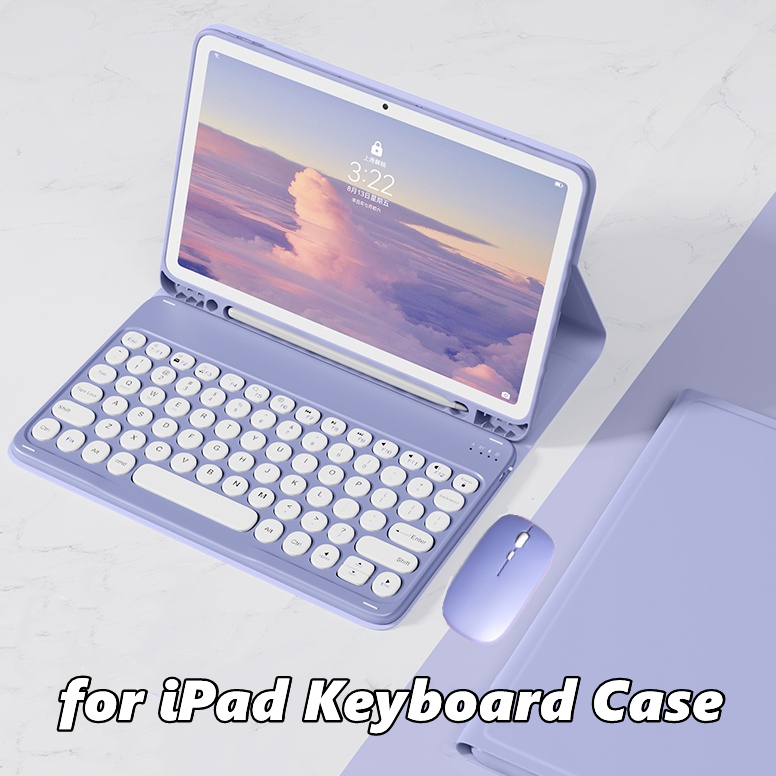 NIXXOS For Ipad Round Keycap Wireless Keyboard Leather Case With Built ...