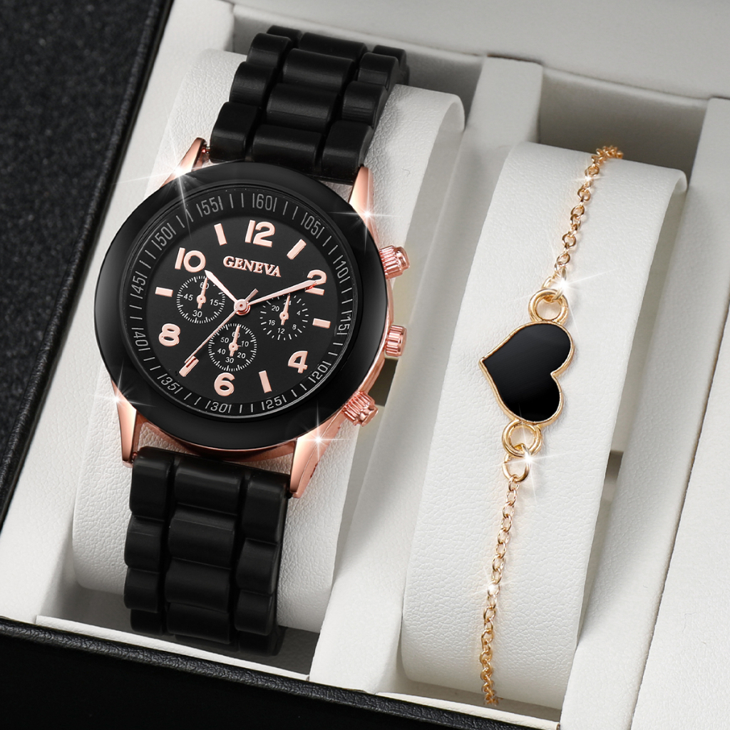 Fashion Women Watches Casual Silicone Band Ladies Quartz Watch Set Shopee Philippines