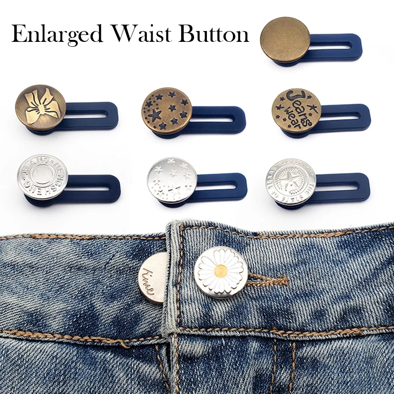 2Pcs Retractable Buckles Metal Buttons Jeans Waist Extender Adjustable ...