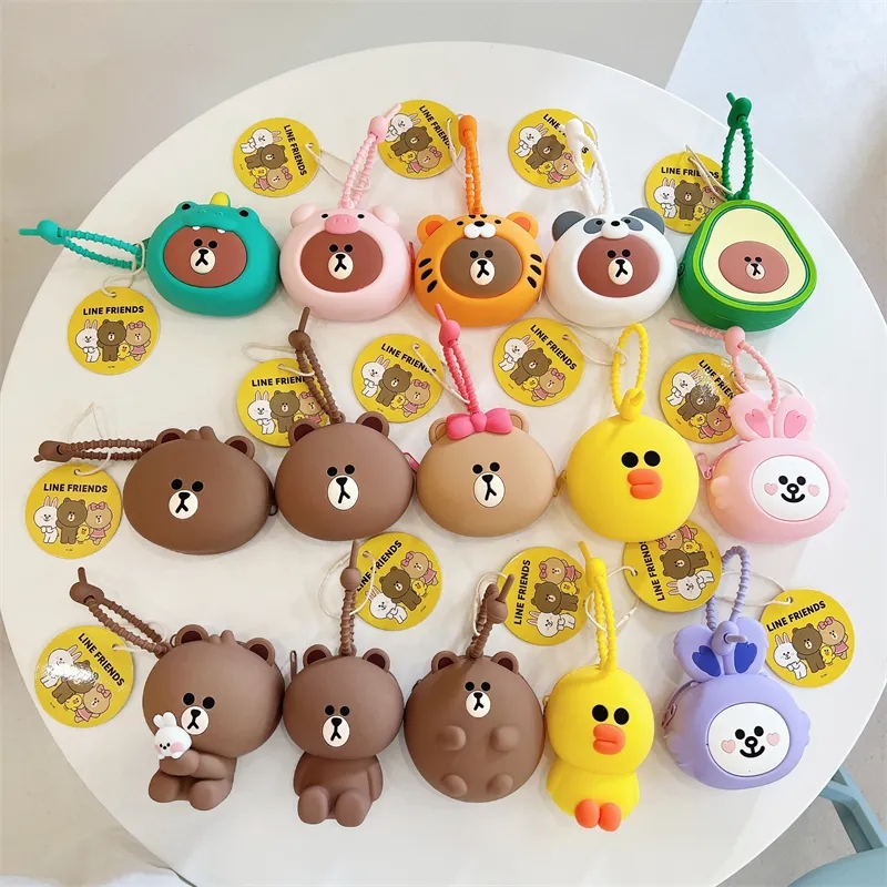 Ready Stock LINE FRIENDS Silicone Cartoon Mini Coin Purse Brown Bear ...