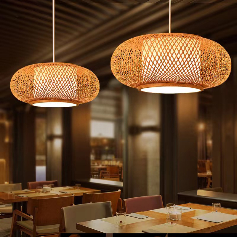 Handmade Rattan Lamp Bamboo Chandelier Pendant Light Hanging Lamp ...