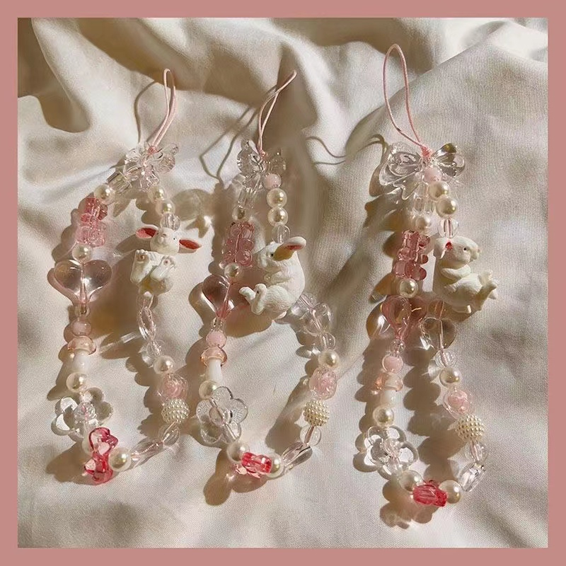 Rabbit Pink Cartoon Chains For all phone Straps | Shopee Philippines