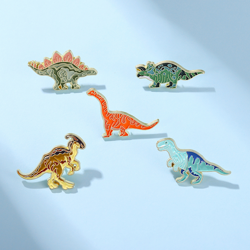 Cartoon Colorful Dinosaur Enamel Pins Animal Rhino Pin Cute Dinosaurs ...