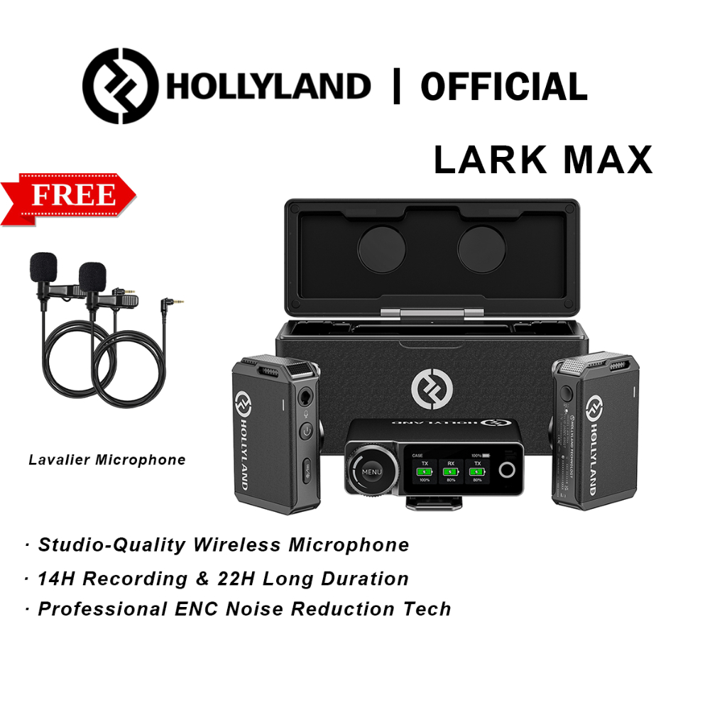Hollyland Lark Max Wireless Lavalier Microphone, ENC Noise Canceling ...