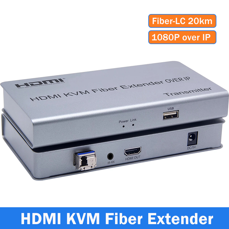 HDMI Optical Fiber KVM Extender 20Km HDMI KVM Extender By Single SC Fiber Cable Video Audio