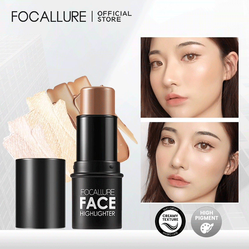 FOCALLURE 4 Colors Highlighter Contour Stick Soft Smooth Naturally Shimmer Contour  Bronzer Face Makeup