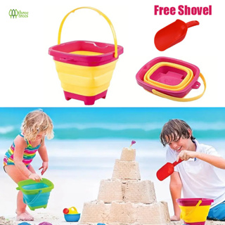 Old Bucket Shovel Sand Bucket Bucket Sandbox Square Summer Party Foldable  Bucket Bucket Silicone Foldable Bucket Children Beach Toys Travel Dump Sand  Toy (A, One Size)