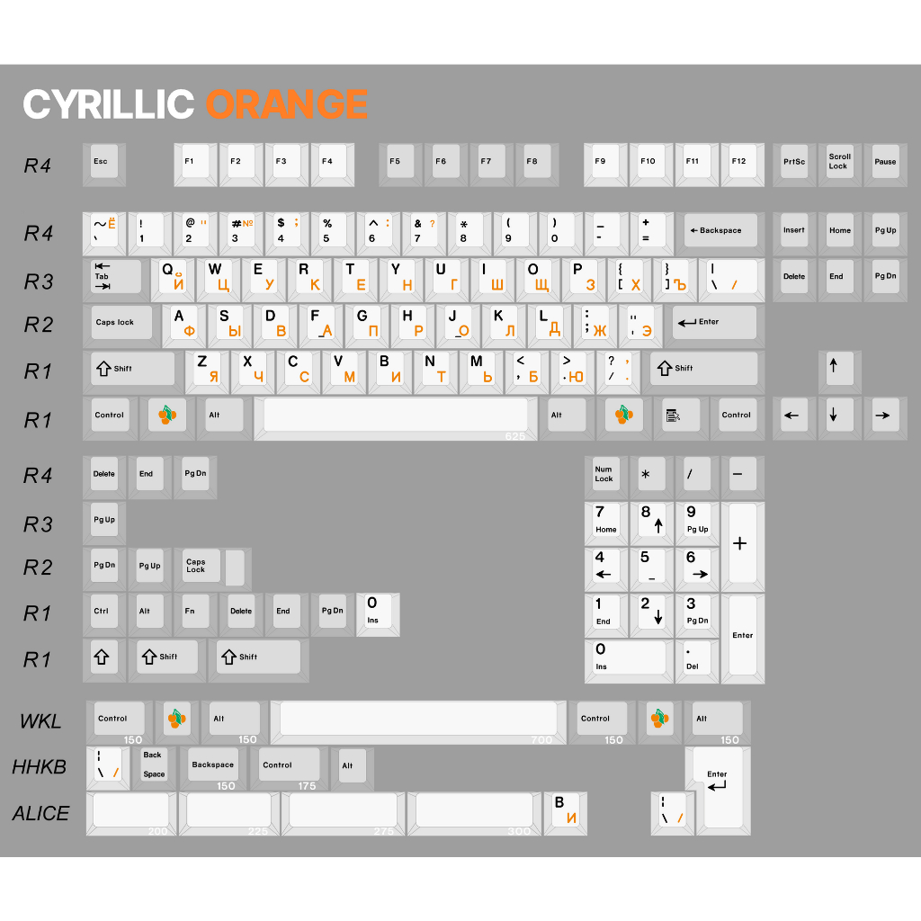 JC Studio Mechanical Keyboard DIY Keycaps Cyrillic Russian Sub Legend PBT Keycaps Dye