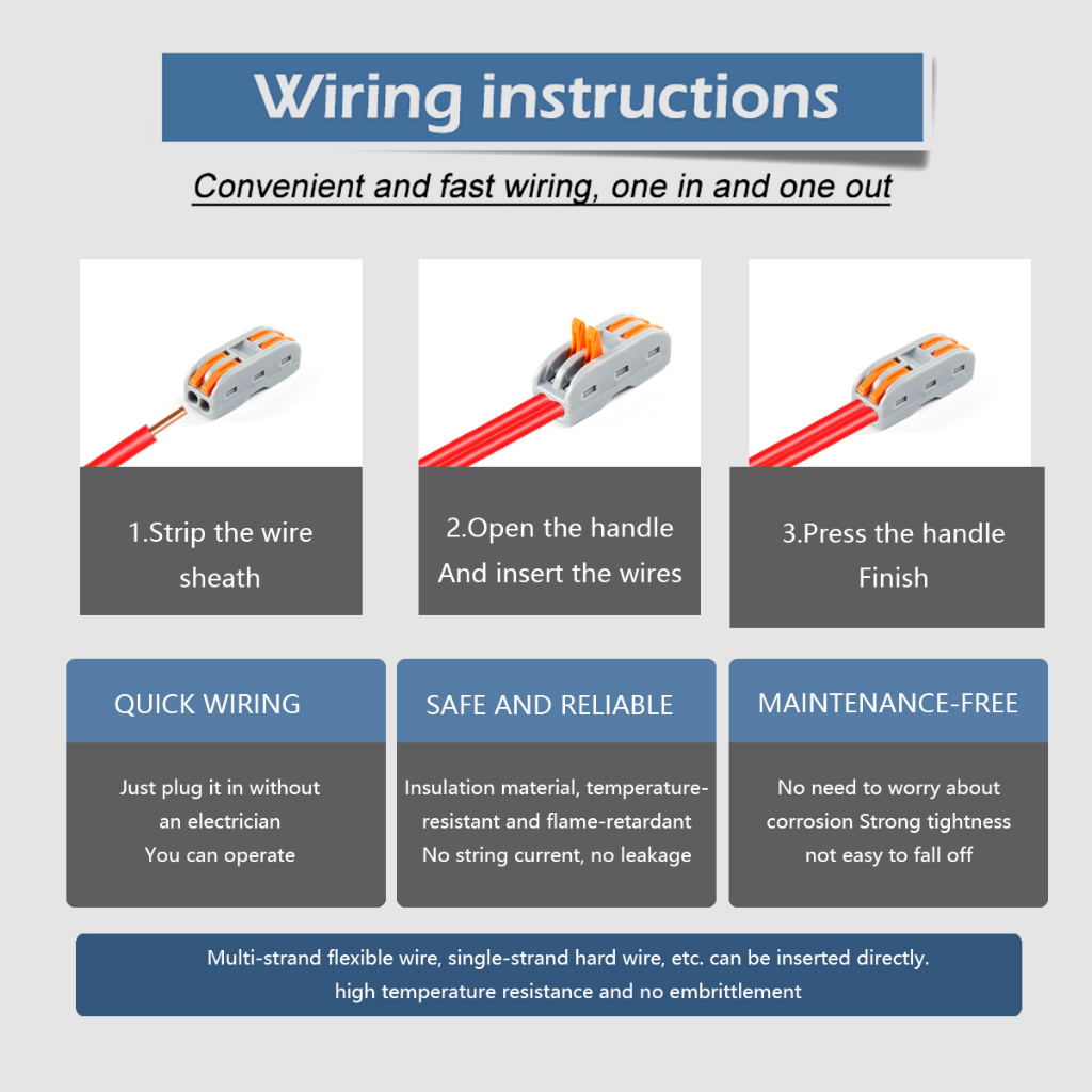 Wire Connector Color Button Conjoined Quick Wiring Terminal with Five ...