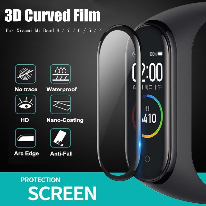 3D Curved Fit Full Screen Protector Film for Xiaomi Mi Band 8 7 Pro 6 5 4  Protective Film Not Glass for MiBand8 Mi Band8