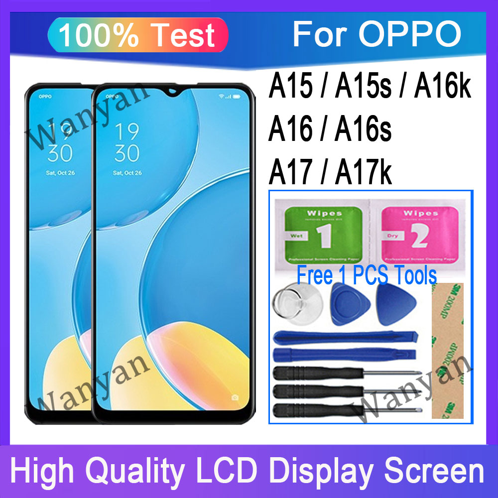 Original Oppo A15 A15s A16k A16 A16s A17 A17k Lcd Display Touch Screen Digitizer With Frame 3763