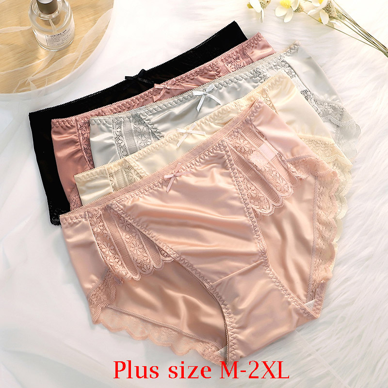 Women's Seamless Panties Slip Silk Satin Underwear Woman Ruffle Female  Underpants Lady Briefs Girls Smooth Plain Panty