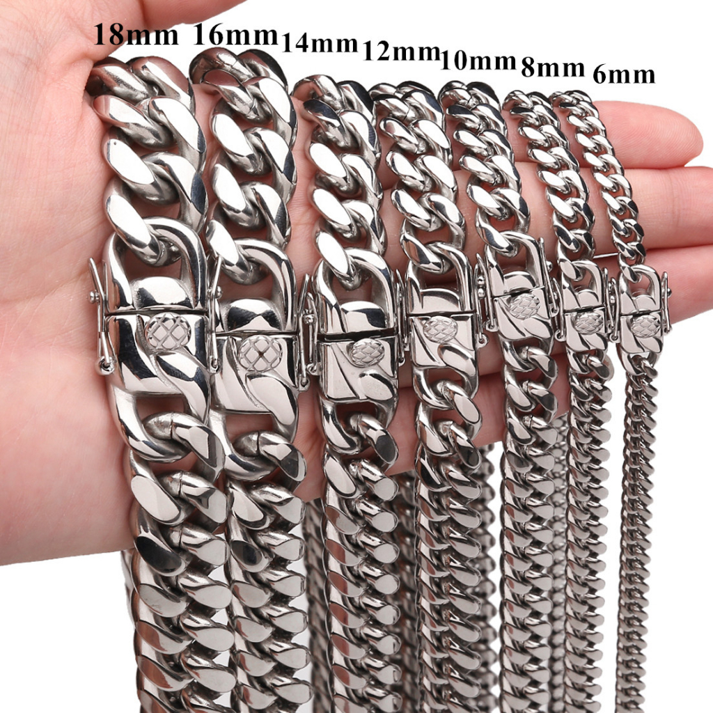 Cuban Chain 15mm/17mm 316L Stainless Steel Curb Cuban Link Chain Necklace For Men 7-40inch Chaine Homme