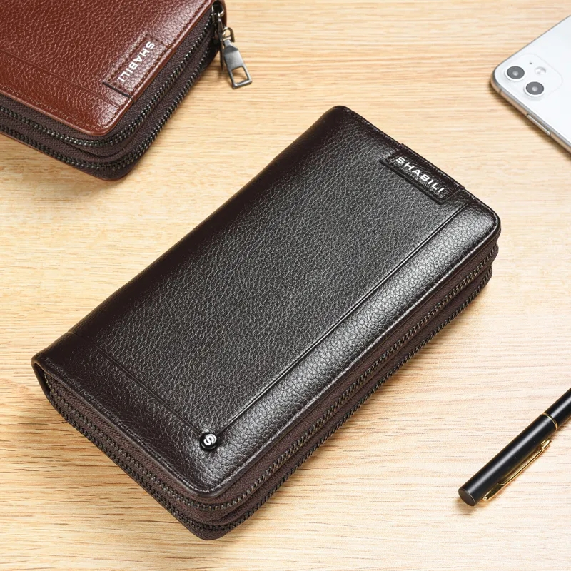 Top Brand Men's Leather Long Wallet clutch for men boys' large capacity