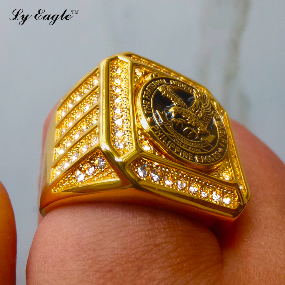 18K Gold Plated Diamond Ring the Fraternal Order of Eagles Pure - Main Image