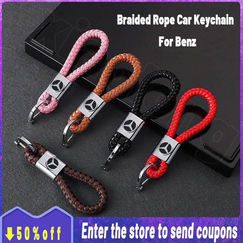 sale for Benz Keychain High Quality Leather Handmade Braided Rope Car ...