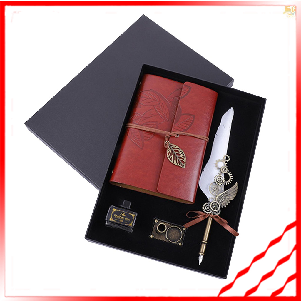 Feather Pen and Ink Set Retro Vintage Quill Pen Calligraphy Writing ...