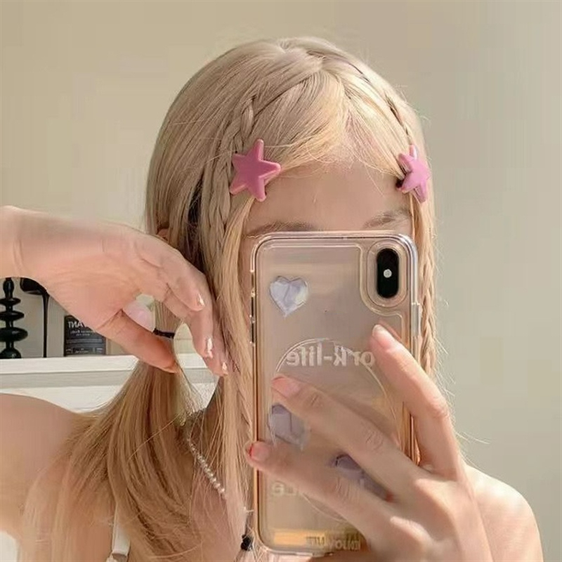 Pink Love Heart Hair Clip Girls Side Clip Cute Frog Buckle Bangs Clip ...